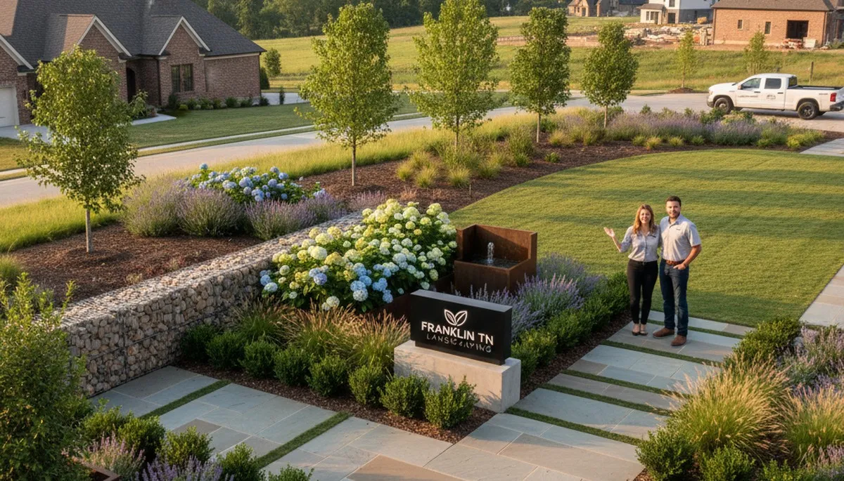 Professional landscaping crew providing lawn service in Nashville, TN