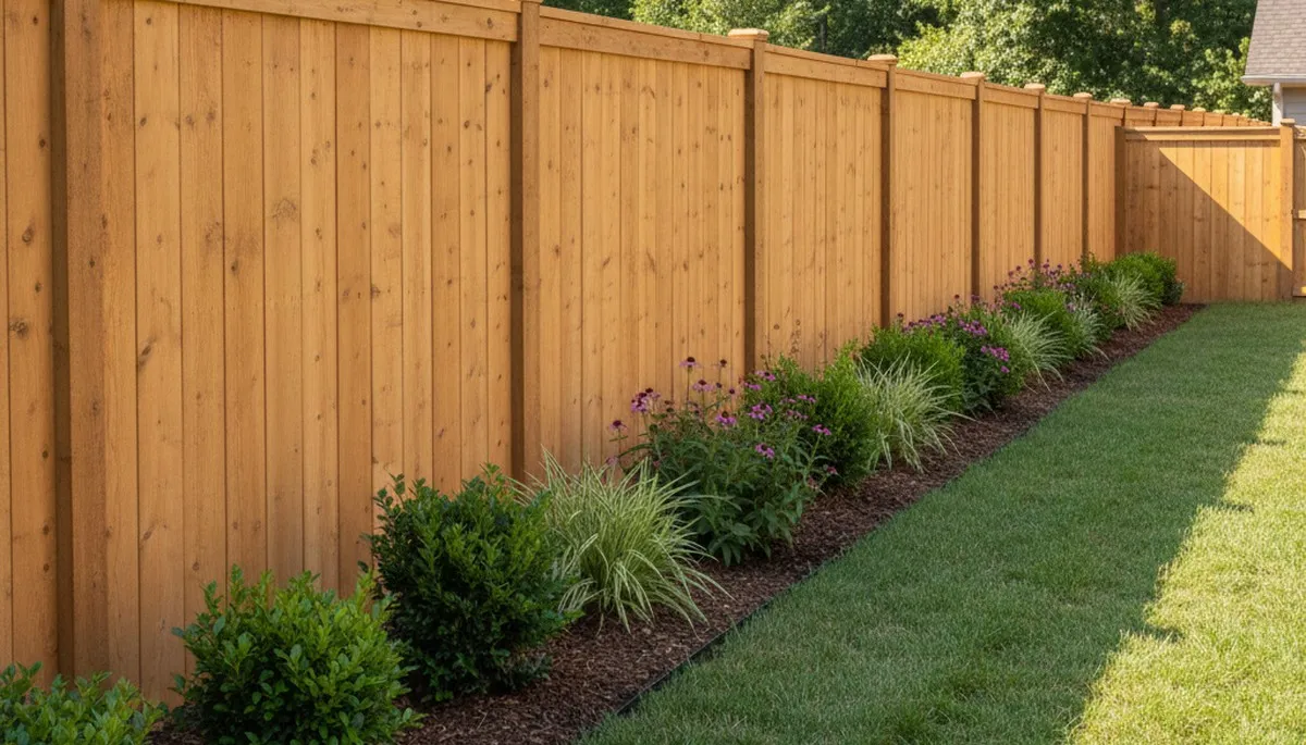 White privacy fence installation by Chop Chop Landscaping in Nashville, TN showcasing clean, durable design
